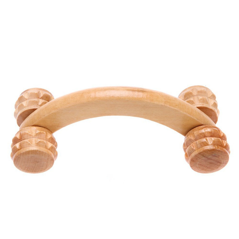 Solid Wood Full-body Four Wheels Wooden Car Roller Relaxing Hand Massage Tool