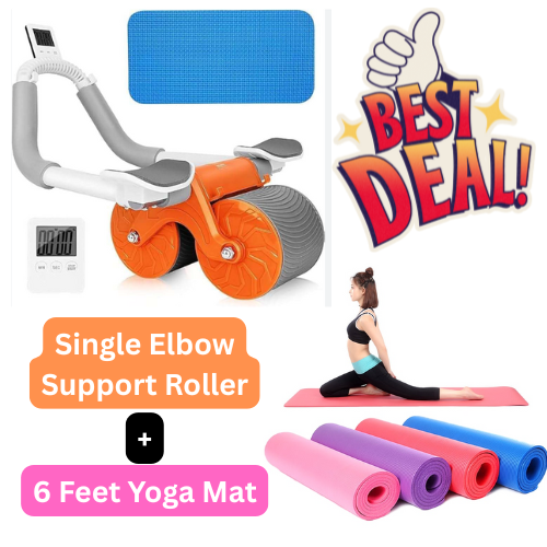 Single Elbow Support Roller + 6 Feet Yoga Mat Combo