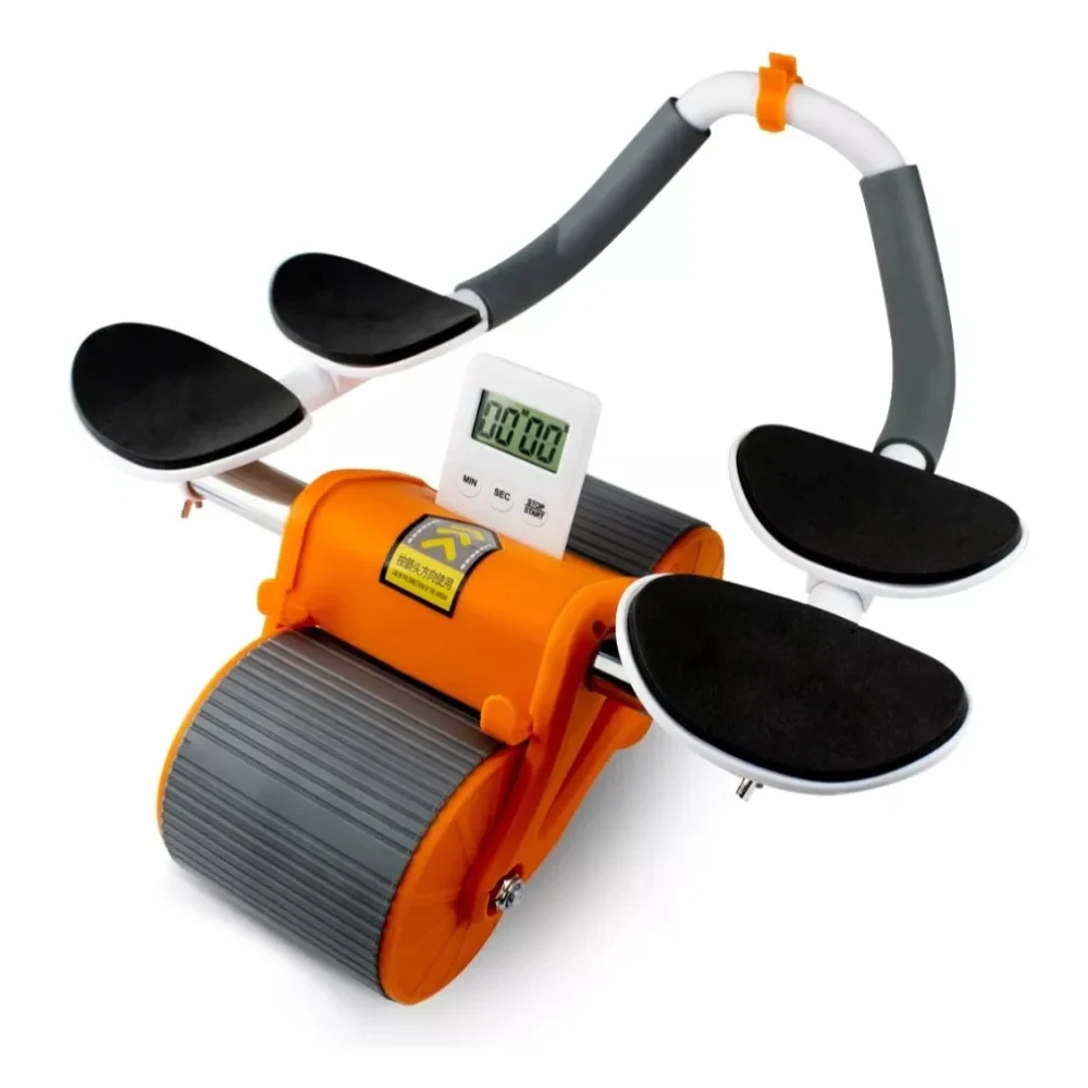 (New Double Elbow Support) - Abdominal Wheel Roller with Plank Timer Physical Exercise Functional Bodybuilding Abdomen Arm and Slimness at Home